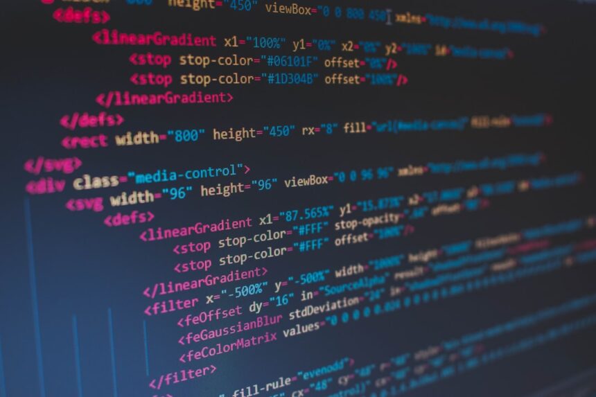 Computer screen displaying web development code
